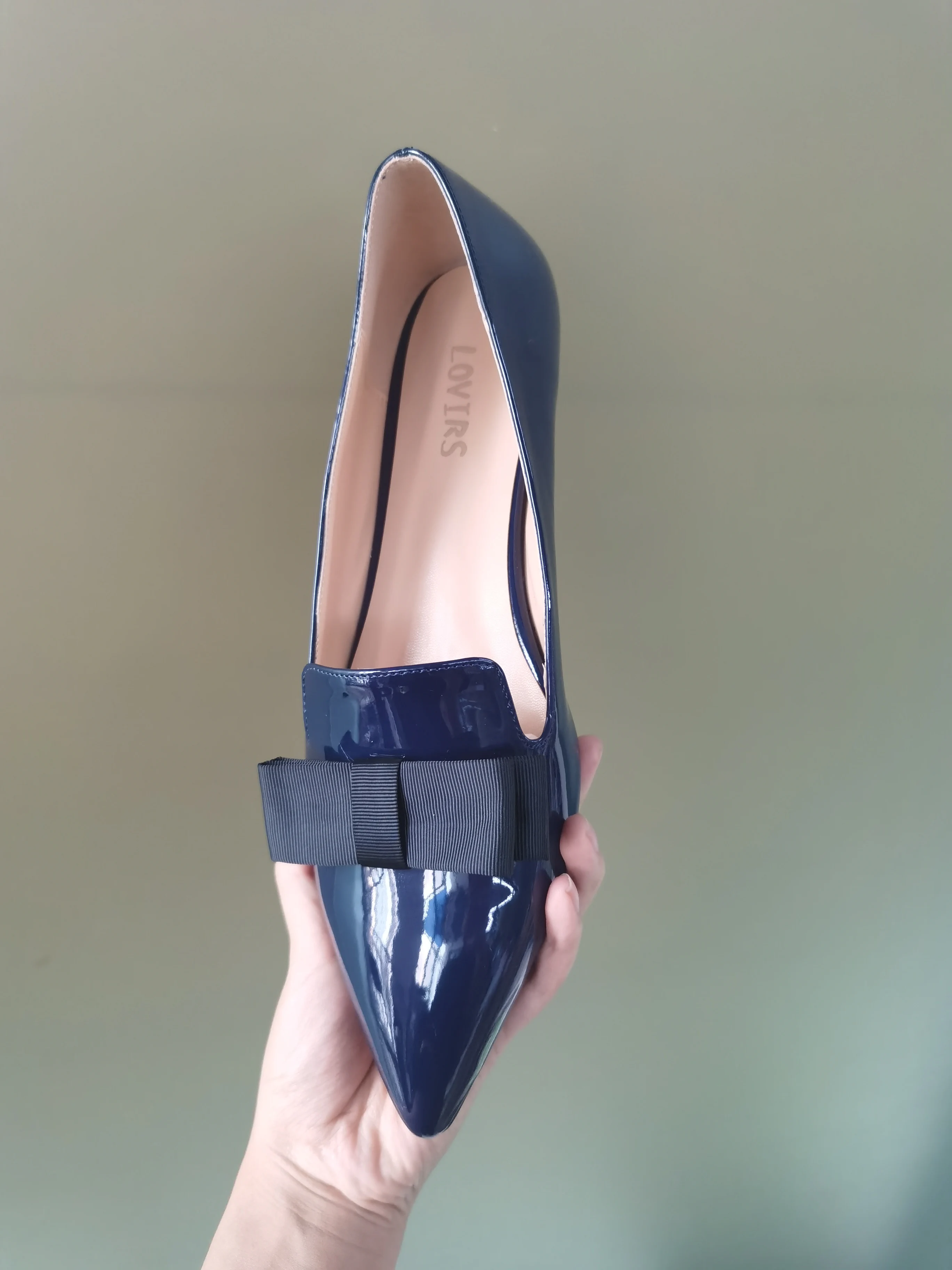Lovirs Women Shoes Pointed Toe Bowknot Flats Patent Leather Casual Shoes Slip on Drees Flat Leisure Shoes Plus Size US5-15