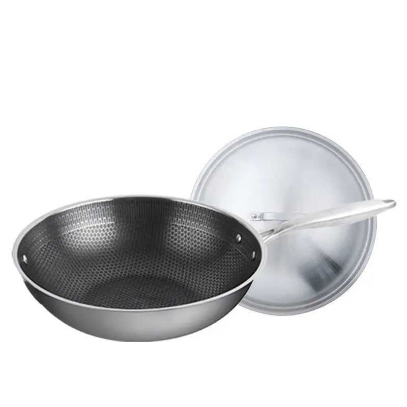 Household Stainless Steel Wok Non-stick Pan Without Oily Fume Pan and Kitchenware Universal Pots and Pans  Pans Frying Set Wok