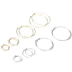 12pcs/Lot Stainless Steel 6pcs/lot Golden Big Circle Wire Hoops Loop Earrings For DIY Dangle Earring Jewelry Making Hand Made