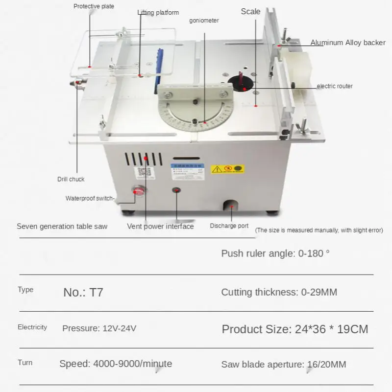 Multi-Function Table Saw 12V-24V Mini Diy Woodworking Jade Cutting Saw Mini Precision Table Saw