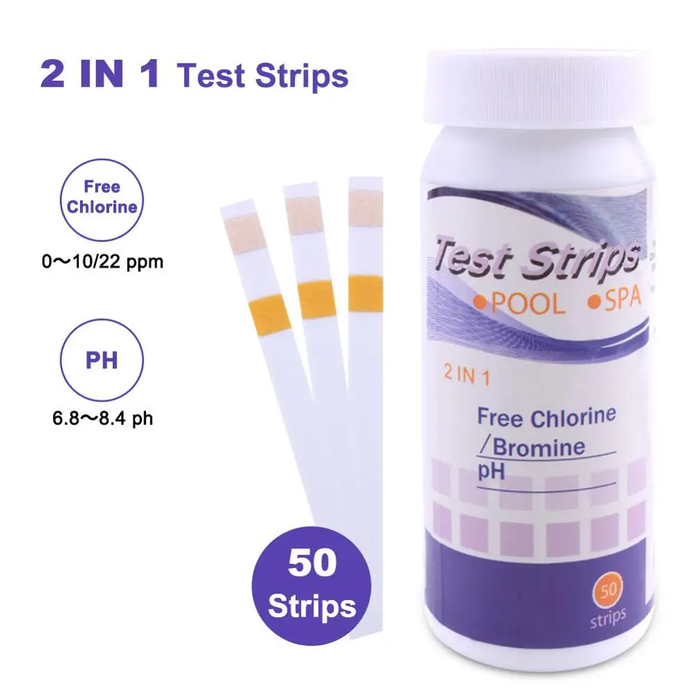 

Yieryi 50Pcs/Bottle 2-in-1 PH Test Strips Swimming Pool Total Chlorine Test Paper Multi-functional Spa Litmus Tester Paper