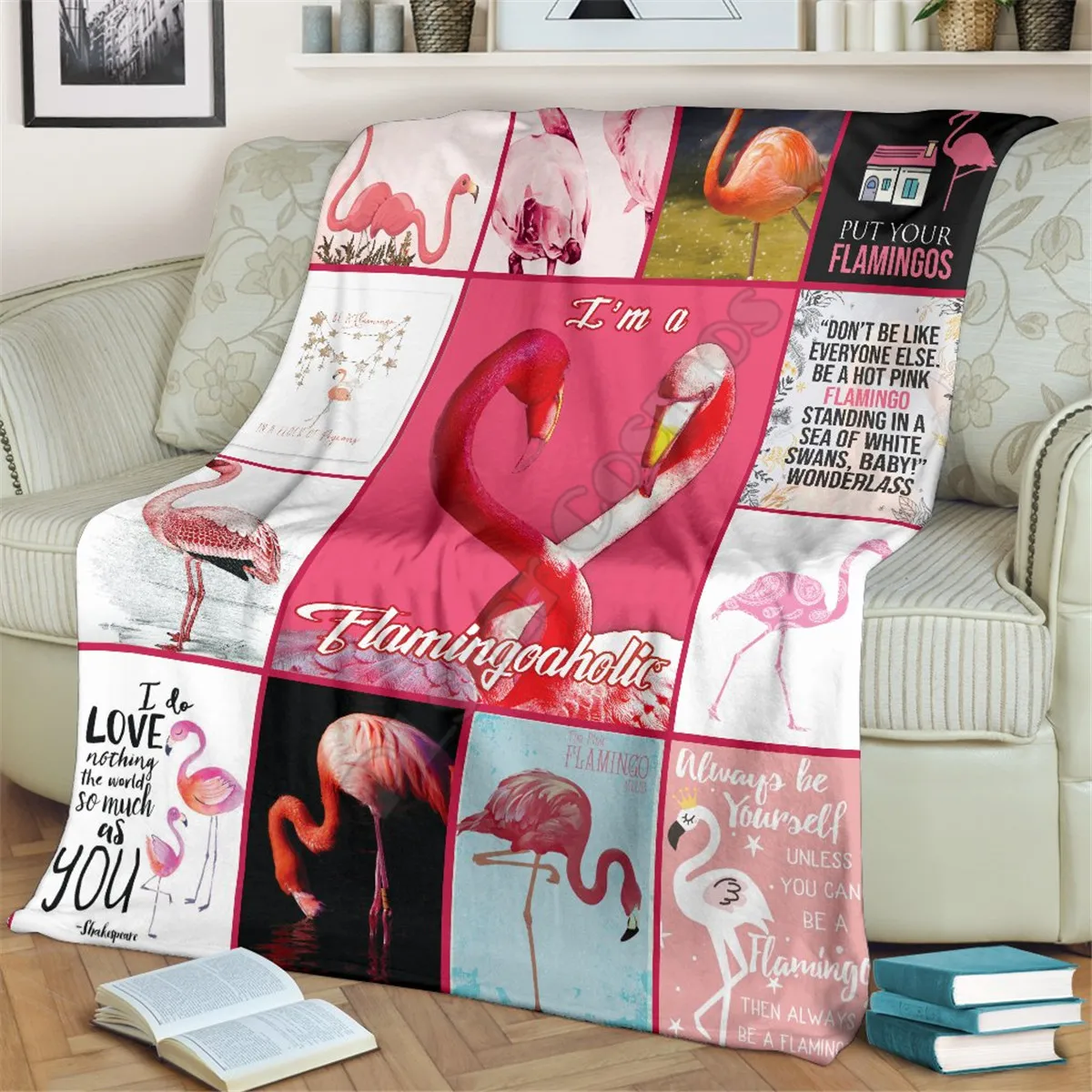 Flamingo Fleece Blanket 3D full printed Wearable Blanket Adults/kids Fleece Blanket Sherpa Blanket Drop Shipping 06