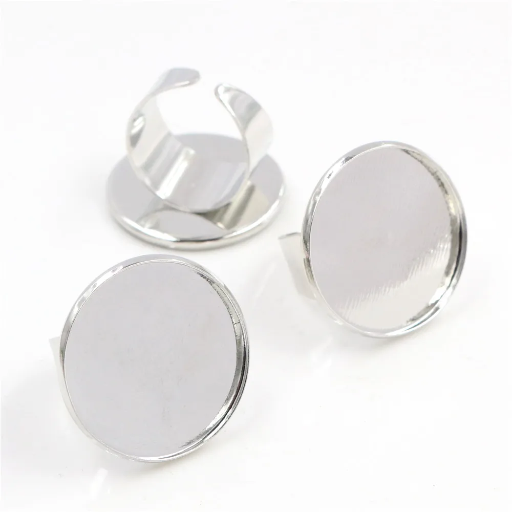 12mm 14mm 16mm 18mm 20mm 25mm 6 Colors Brass Adjustable Ring Settings Blank/Base,Fit 12-25mm Glass Cabochons,Buttons Bezels