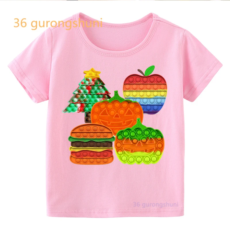 funny kids t shirt for boys Pop it pink kid girl clothes pop hamburger tshirt girl fries graphic tee it Ice cream kawaii t-shirt