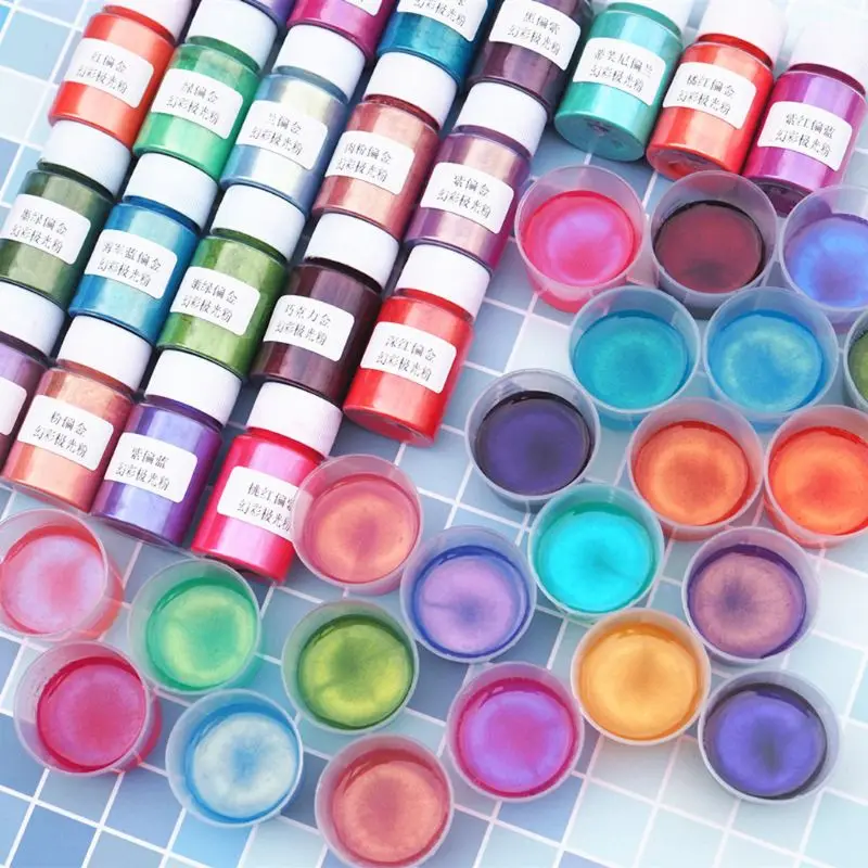 Pigmento de perla Aurora en polvo, colorante perlado de Mica, colorante de resina, fabricación de joyas, 10 gramos, 22 colores, nuevo