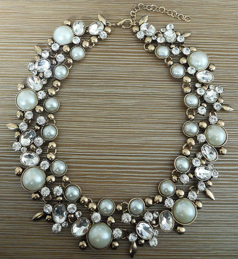 2024 New Fashion Heavy Faux Pearl Large Collar Statement Choker Necklace Women Indian African Statement Big Bib Necklace Jewelry