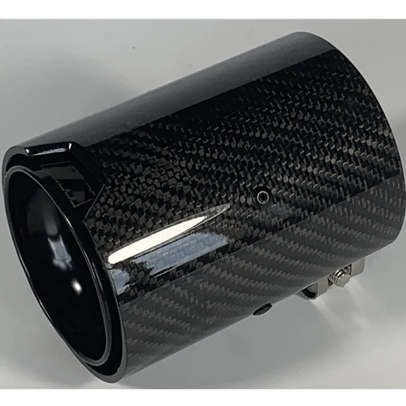 Car Universal Exhaust Pipe M LOGO black Carbon Fiber Exhaust Tips for M Performance Exhaust Pipe for Exhaust Tips