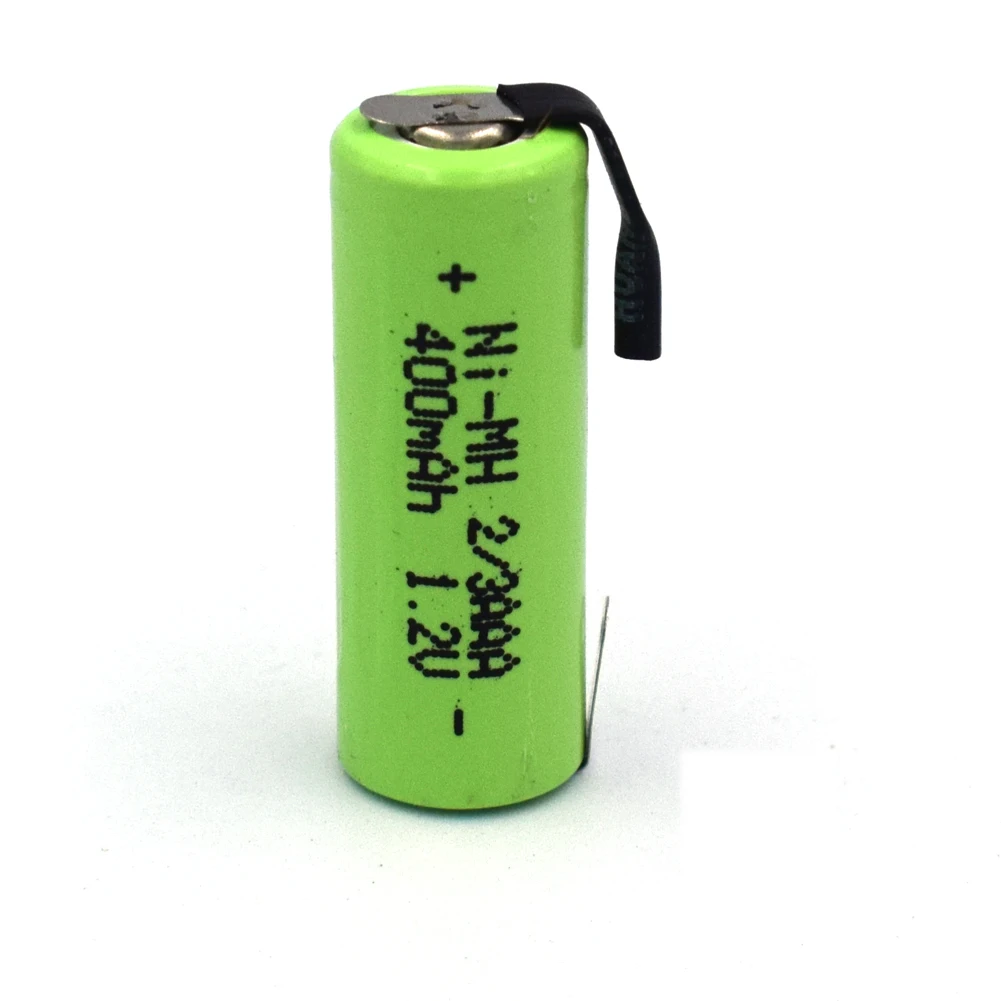 1.2V 2/3AAA Rechargeable Battery 400mAh Nimh Cell with Soldering Pins Ni-MH Cell For Led Flash Light Solar Light