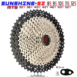 SUNSHINE-Cassette para bicicleta de montaña, Piñón libre para Shimano SRAM Sunrace, 8, 9, 10, 11, 12 velocidades, 32/36/40/42/46/50/52T