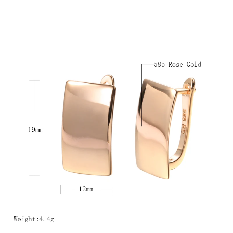 Kinel Hot Fashion Glossy Dangle Earrings 585 Rose Gold Simple Square Earrings For Women High Quality Daily Fine Jewelry