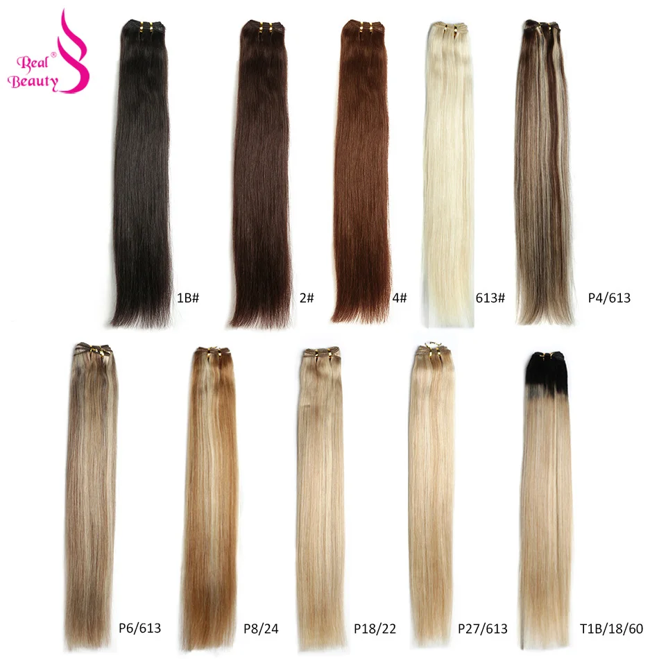 

Real Beauty European Straight Hair Weave Bundles 18"-26" Balayage Remy Hair Extensions Ombre Nordic Color 613/P18-22/OT1B-P8-22