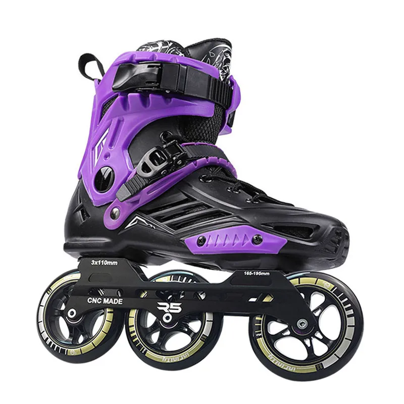 Sapatos de patins de rolo de 3 rodas com quadro de patins de velocidade em linha R5 3X110mm 85A 110mm PS roda de patinação ILQ-11 rolamento slalom Patines