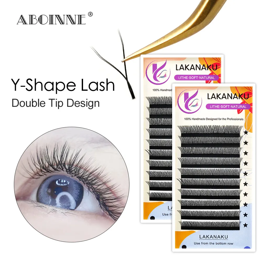 LAKANAKU Y Eyelashes Shape Flowering Lashes cilia and brazilian volume 8-15mm Size Lashes All Cilios Y Tray Eyelash Extension