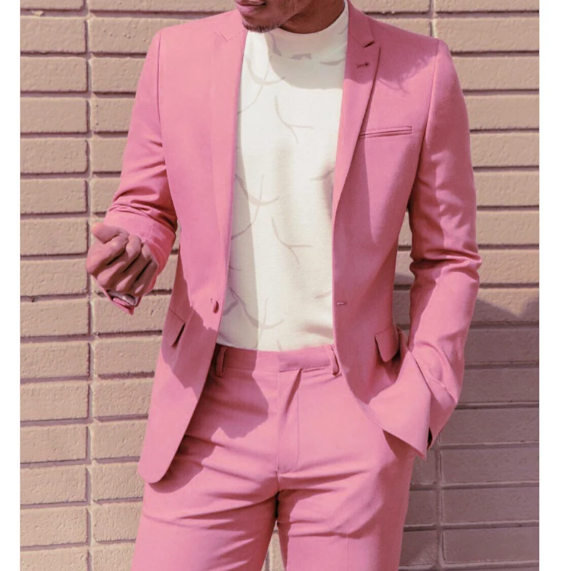 

Custom Fashion Handsome Solid Color Men Suit Slim Fit Groomsmen Tuxedo For Cute Boy Suit Wedding Beach Party 2 Prc (Jacket+Pant)