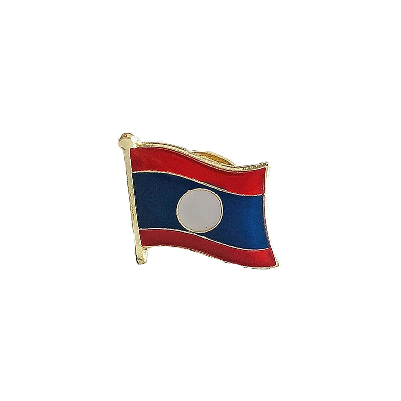 Laos  National Flag Crystal Epoxy Metal Enamel Badge Brooch  Collection Souvenir Gifts  Lapel Pins Accessories  Size1.6*1.9cm