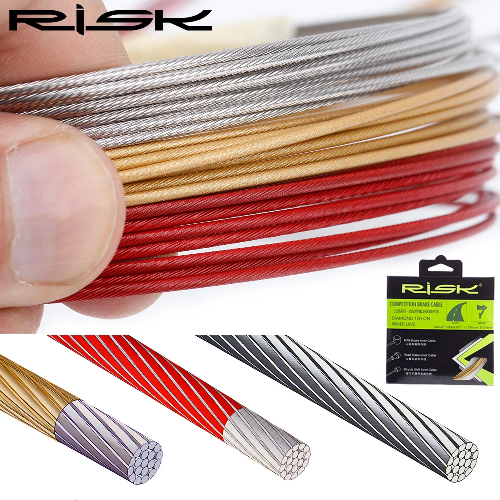 RISK Bike Slick Stainless Nano Coating Inner Diamond Cable Front Rear Shift Cable Brake Cable for MTB Mountain Road Bicycle
