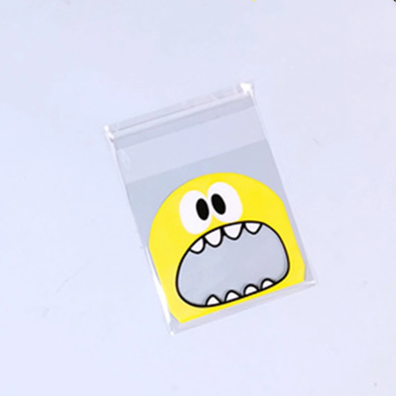 100Pcs Cute Big Teech Mouth Monster Plastic Bag Wedding Birthday Cookie Candy Gift Packaging Bags OPP Self Adhesive Party Favors
