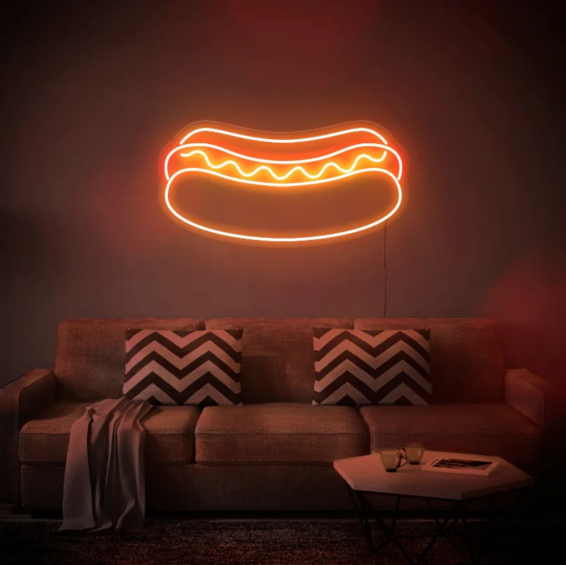 Custom Hot Dog Neon Sign Light Flex Transparent LED Wall Window Hanging Acrylic Decor Indoor for Home Room Bedroom Sale Shop