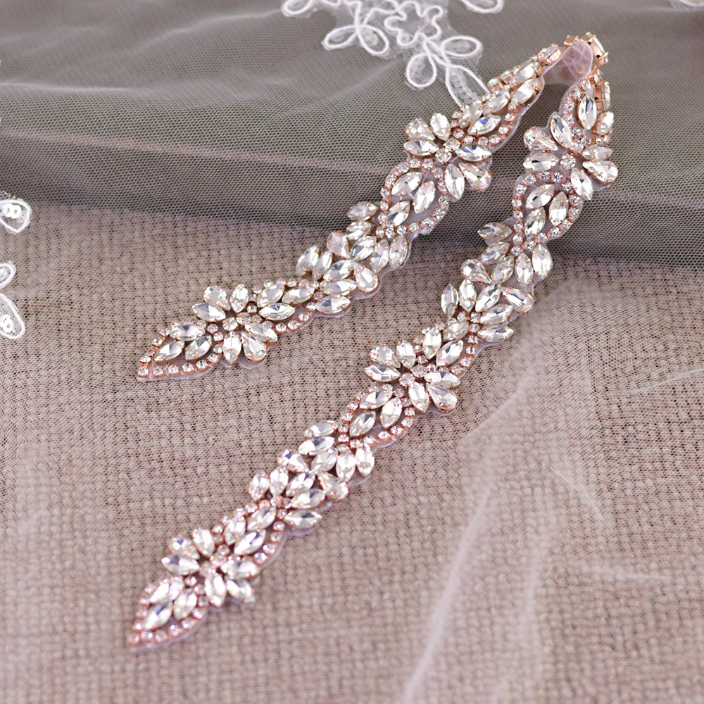 Cinturones de diamantes de imitación de oro rosa para mujer, 100% hecho a mano con adorno de boda, faja de boda cinturón, cinturones nupciales para dama de honor