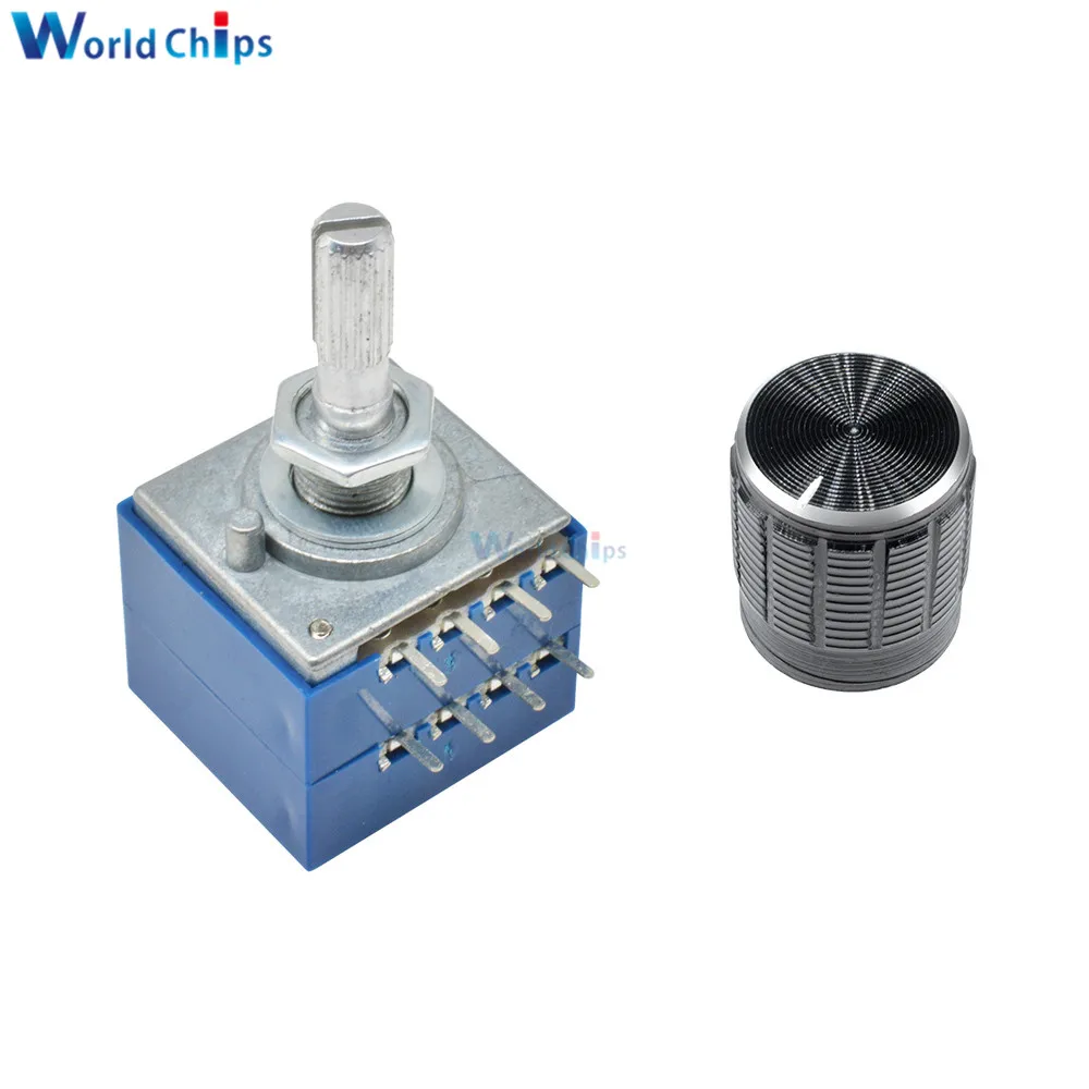 Rotary Potentiometer 50K 100K LOG ALPS RH2702 Audio Volume Control Pot Stereo W Loudness L with Potentiometer Knob Dia. 6mm Shaf