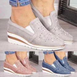 Autumn Women Flat Bling Sneakers Casual Vulcanized Shoes Female Lace Up Ladies Platform Comfort Crystal Loafers Fashion Shoes