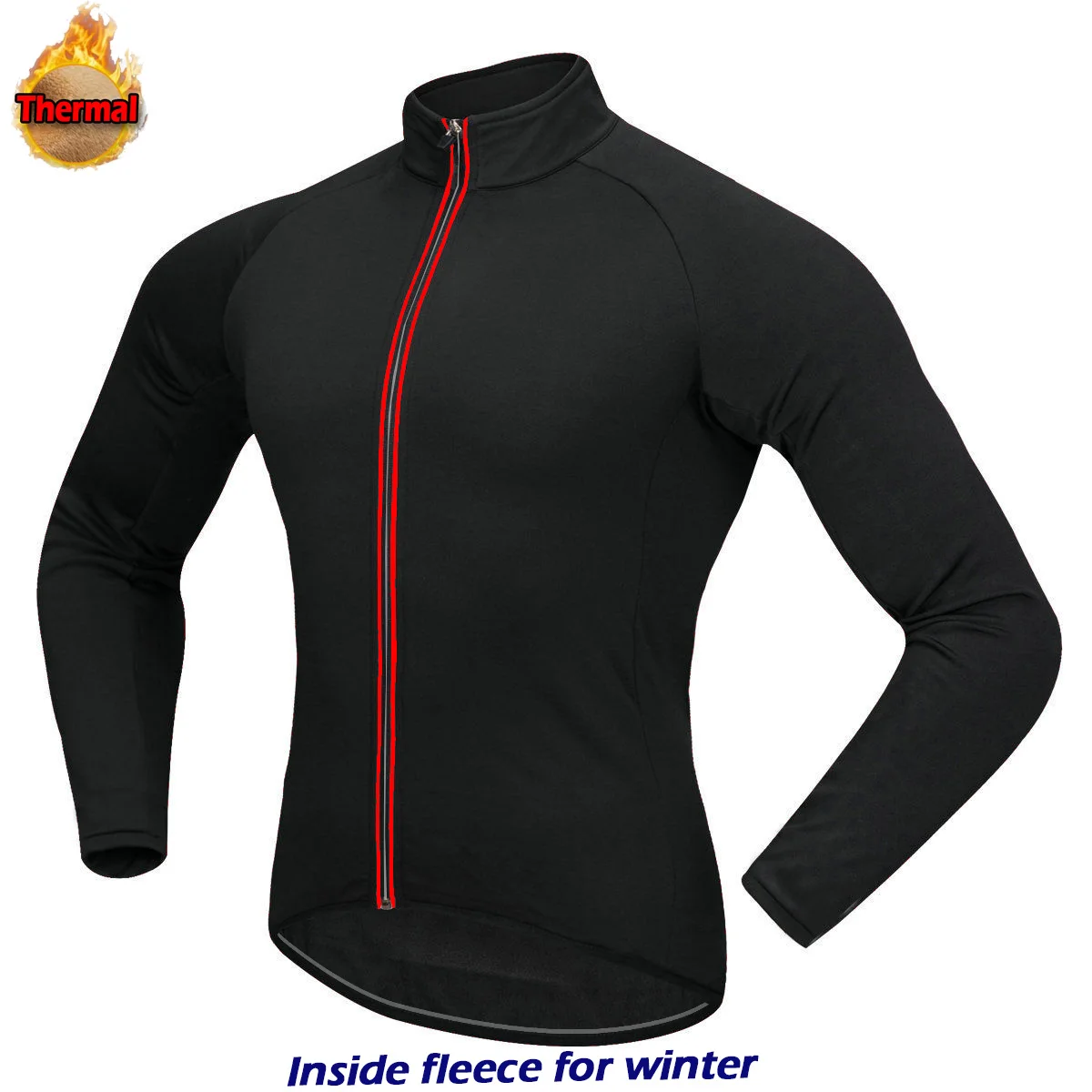 Maillot de ciclismo térmico para hombre, camiseta de manga corta para bicicleta, ropa deportiva supercálida, chaqueta para montar en bicicleta de montaña, color negro, Invierno