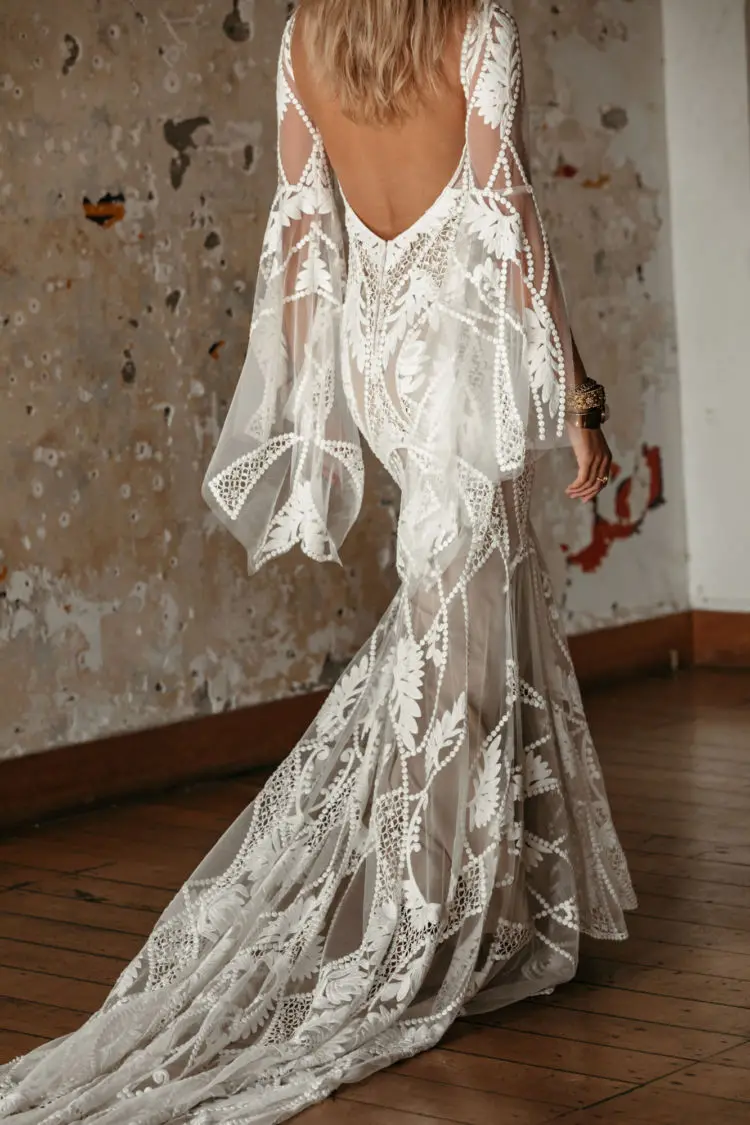 2021 New Mermaid Wedding Dresses Long Sleeves Appliques Lace Bridal Gowns Custom Made Sexy Backless Sweep Train Wedding Dress