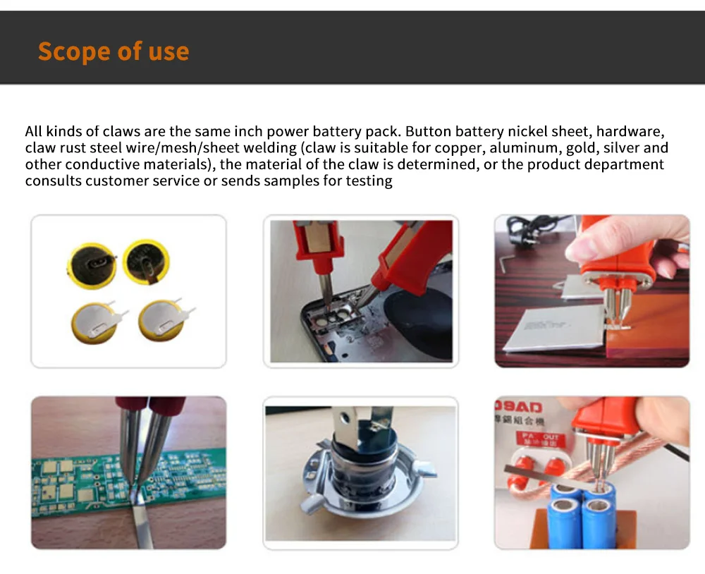 SUNKKO 709A 719A HB-70B Pena Las Universal Dapat Disesuaikan untuk Baterai Lithium 18650 Tukang Las Titik + 5 Pasang Pin Las Kecil