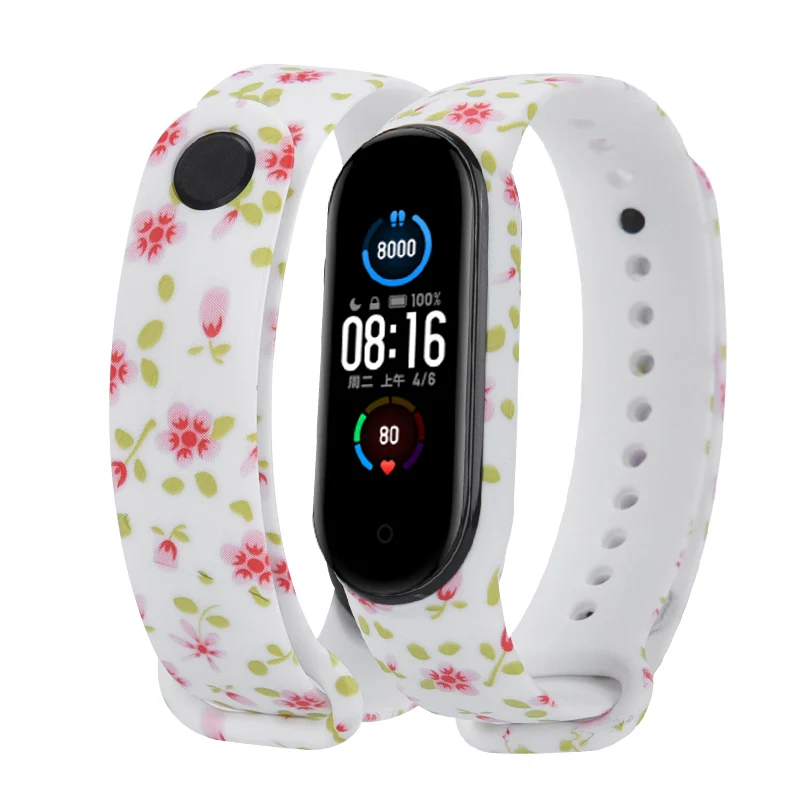 for xiaomi mi band 3 4 5 6 Wristband Soft Silicone sport Strap Skull Creative graffiti style Mi band 5 6 Strap replacement