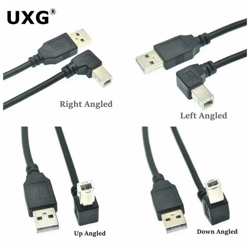 USB Cable High Speed 2.0 A To B Male 90 Degree Right Angle Cable for Canon Brother Samsung Hp Epson Printer Cord 0.3M 1M 3M 5M