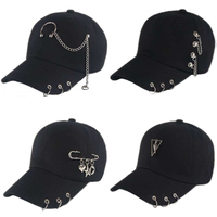 Mode Hip Hop Katoen Baseball Cap Bts Creatieve Piercing Ring Caps Punk Volwassen Casual Solid Verstelbare Unisex Hoed Snapback
