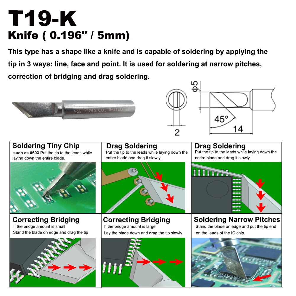 T19-K Soldering Tip Knife 5mm 0.196\