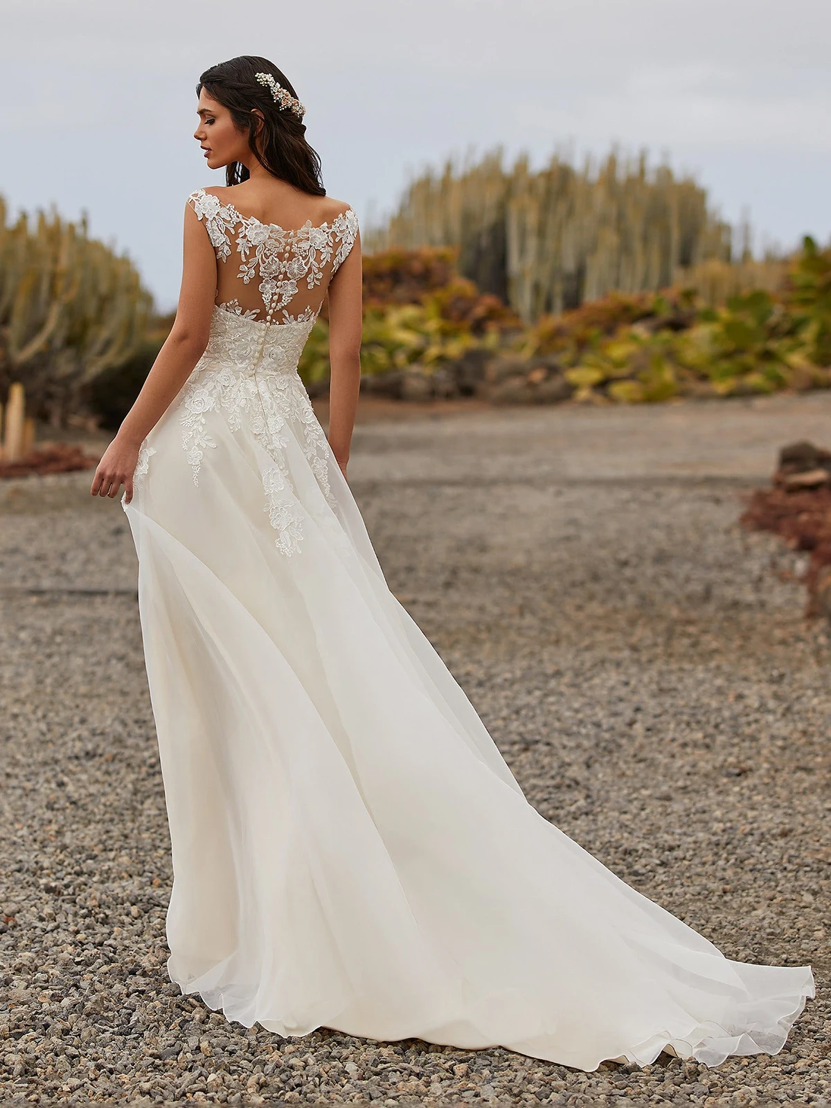 Vestido de novia con apliques de tul con cuello en V, fotos reales, espalda transparente, longitud hasta el suelo, encaje de princesa, lujo, sesión de fotos