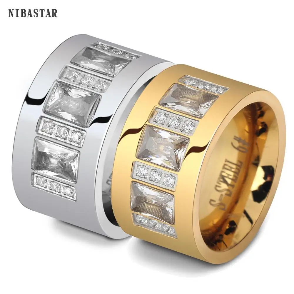 New Luxury High Quality Stainless Steel Women\'s Finger Ring Polished Wedding Zircon Ring for Party