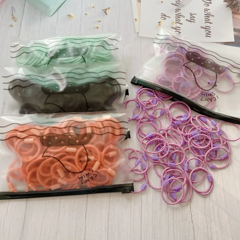 100pcs/pack 3cm Elastic Hair Rubber Bands For Baby Girl Two-color Hairbands Kids Small Hair Tie Rope Gum Toddler Hair Accessorie