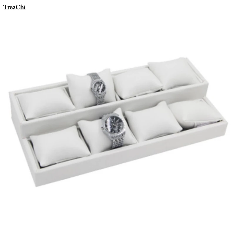 

2 Layer 8 Grids Jewelry Display Box With Portable Pillow Watch Earring Storage Tray Ring Bracelet Bangle Organizer Showcase