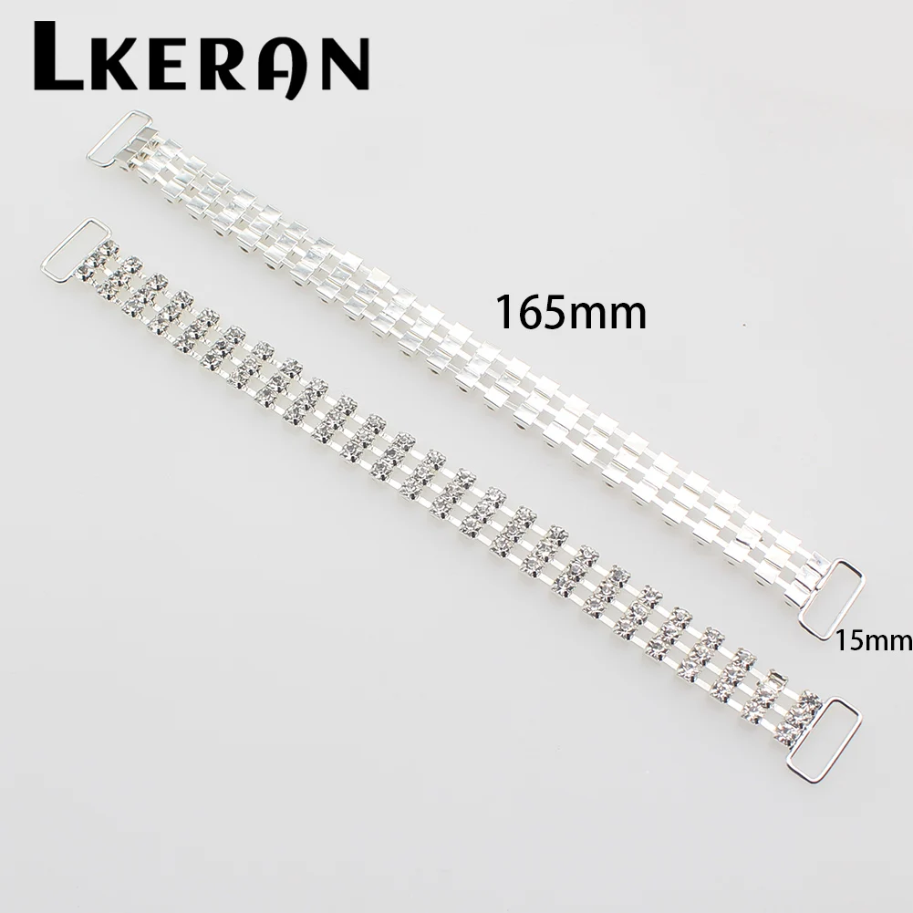 2Pcs Three-rows Size collection of Crystal Rhinestone Bikini connectors Buckle Copper Chain For clothing/Beachwear/Wedding Decor