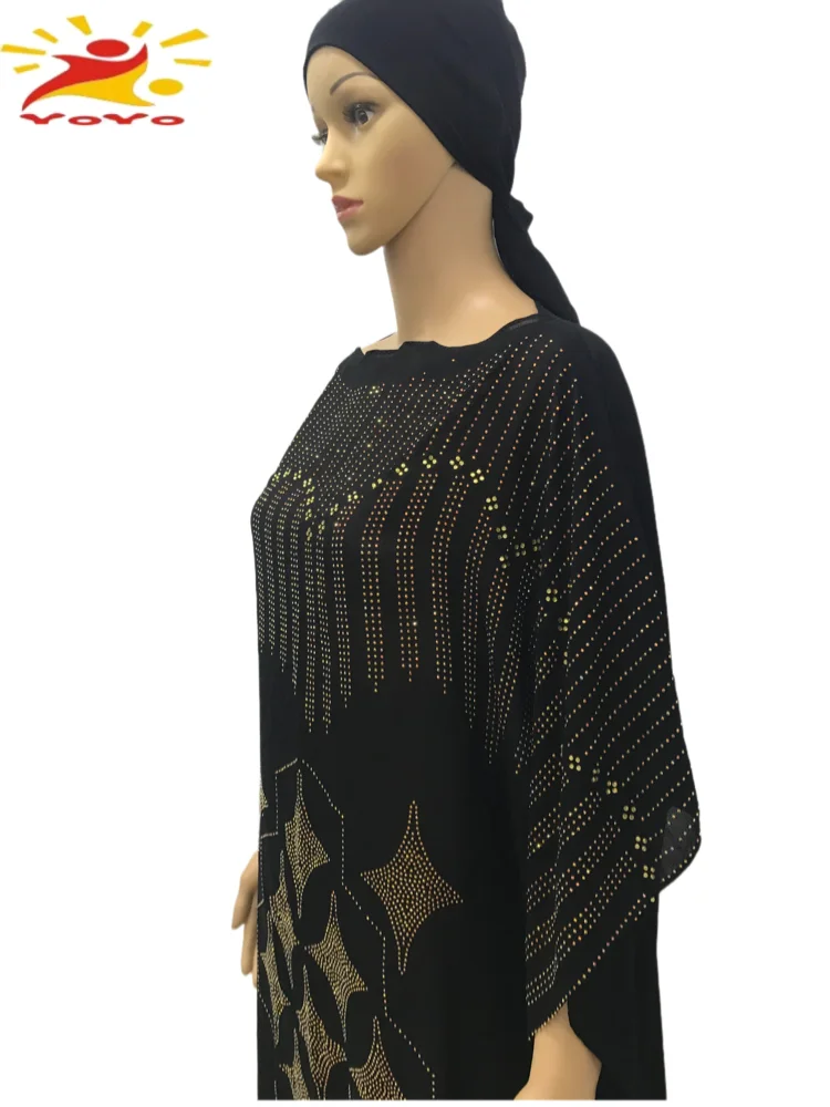 New Caftan Islamic Dress Oversize Cotton Chiffon African Women Loose Size with Diamond Casual Dress Dashiki RobeHB039