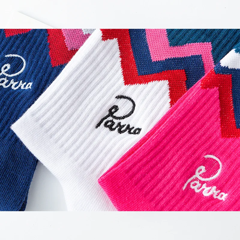 3 Pairs/box Socks Men\'s Autumn Fashion Skateboard Sports Letter Embroidery Lovers White /Red /Blue Trend Hip Hop Cotton Socks