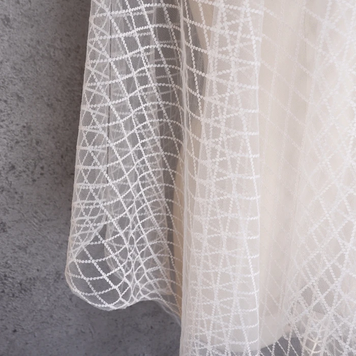 150cm wide 1meter/lot White Hard Tulle Fabirc Grid Diamond Net Gauze Fabric Material Tulle Dress Skirt Material X1086