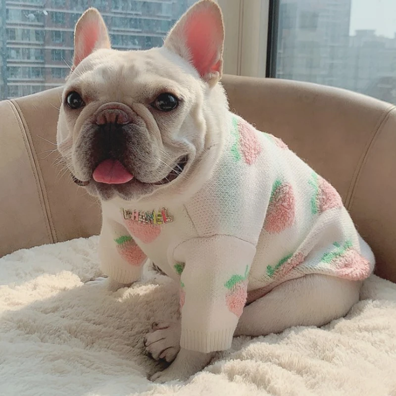 Cute peach dog sweater dog's clothes