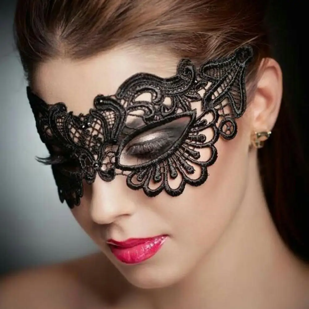 Black Party Mask for Women Hollow Lace Masquerade Blindfold Face Masks Princess Prom Party Props Costume Graduation