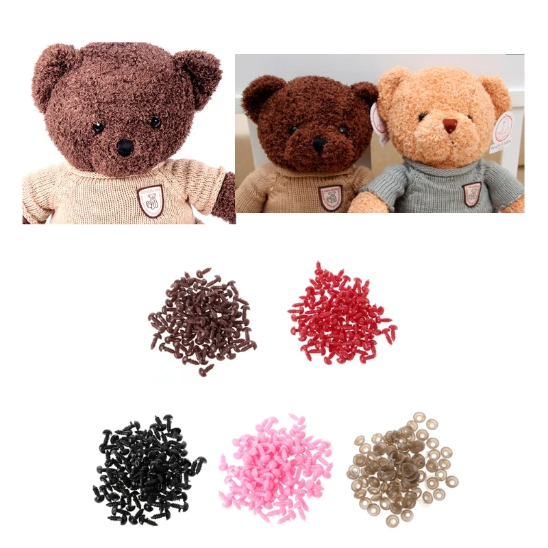 100pcs/lot 7*9mm Plastic Triangle Velvet Noses Buttons Eyes DIY for Bear Toy DIY Safety Puppy Dog Nose Accessories for Doll Toy