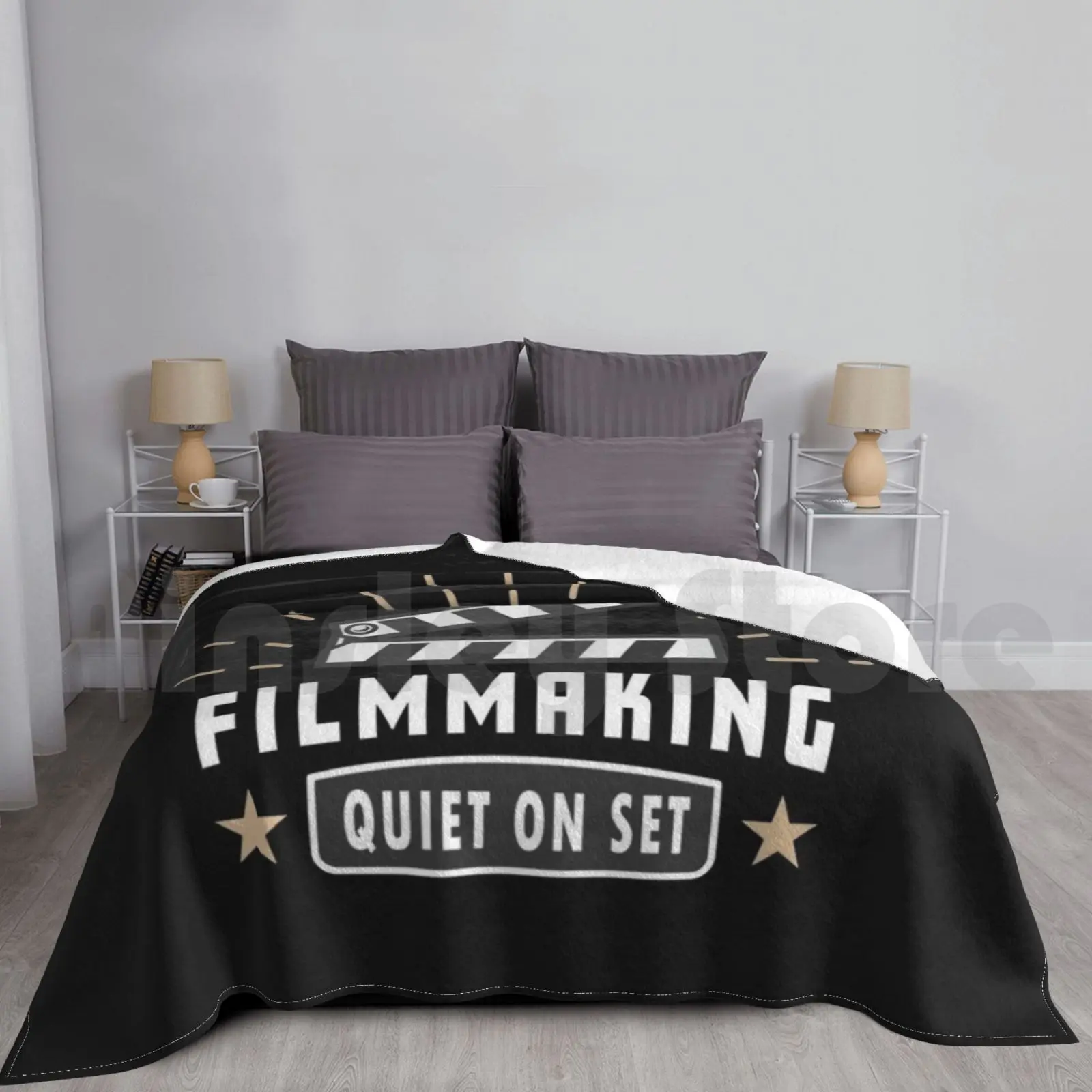 Movies Filmmaker Quiet On Set Blanket For Sofa Bed Travel Filmmakers Action Camera Clapper Board Directing