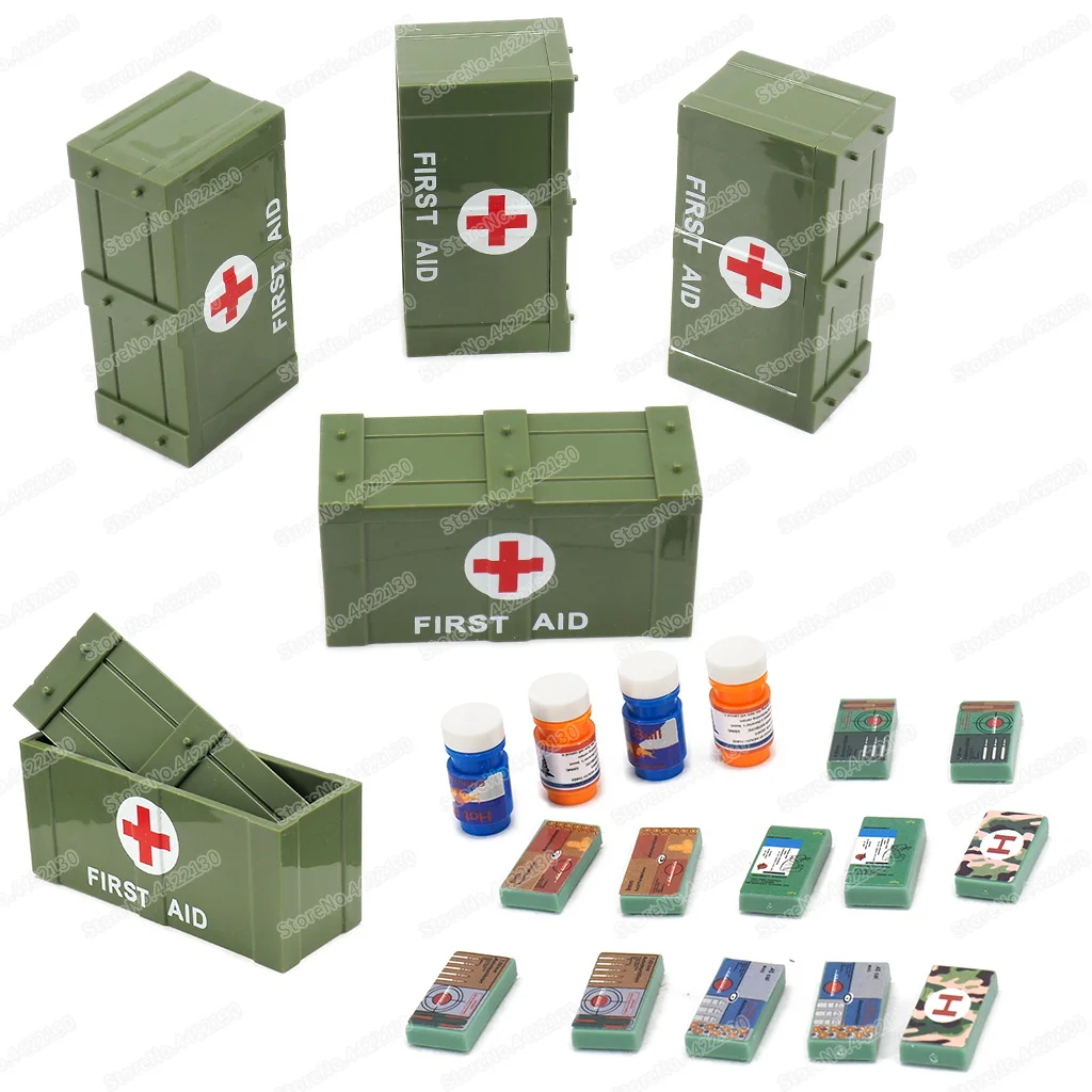 Figures Rescue Box War Building Block Equipment Moc Military WW2 Shortage Healing Box Model Child Christmas Gifts Boy Brick Toys