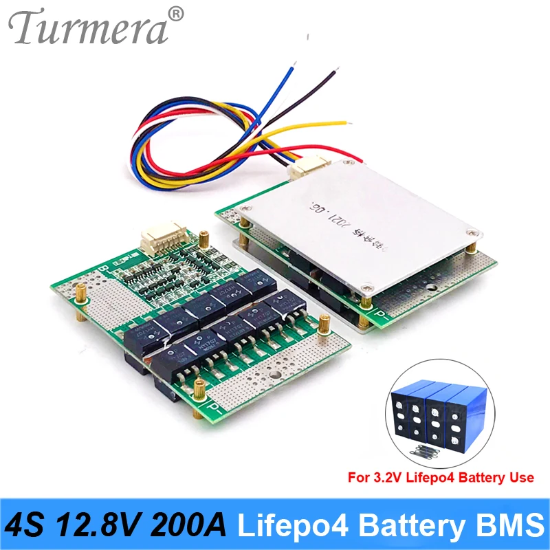 Turmera 4S 12.8V 200A Balance Lifepo4 Battery BMS Balance Protected Board for 3.2V 100Ah 200Ah 280Ah 310Ah Lifepo4 Batteries Use