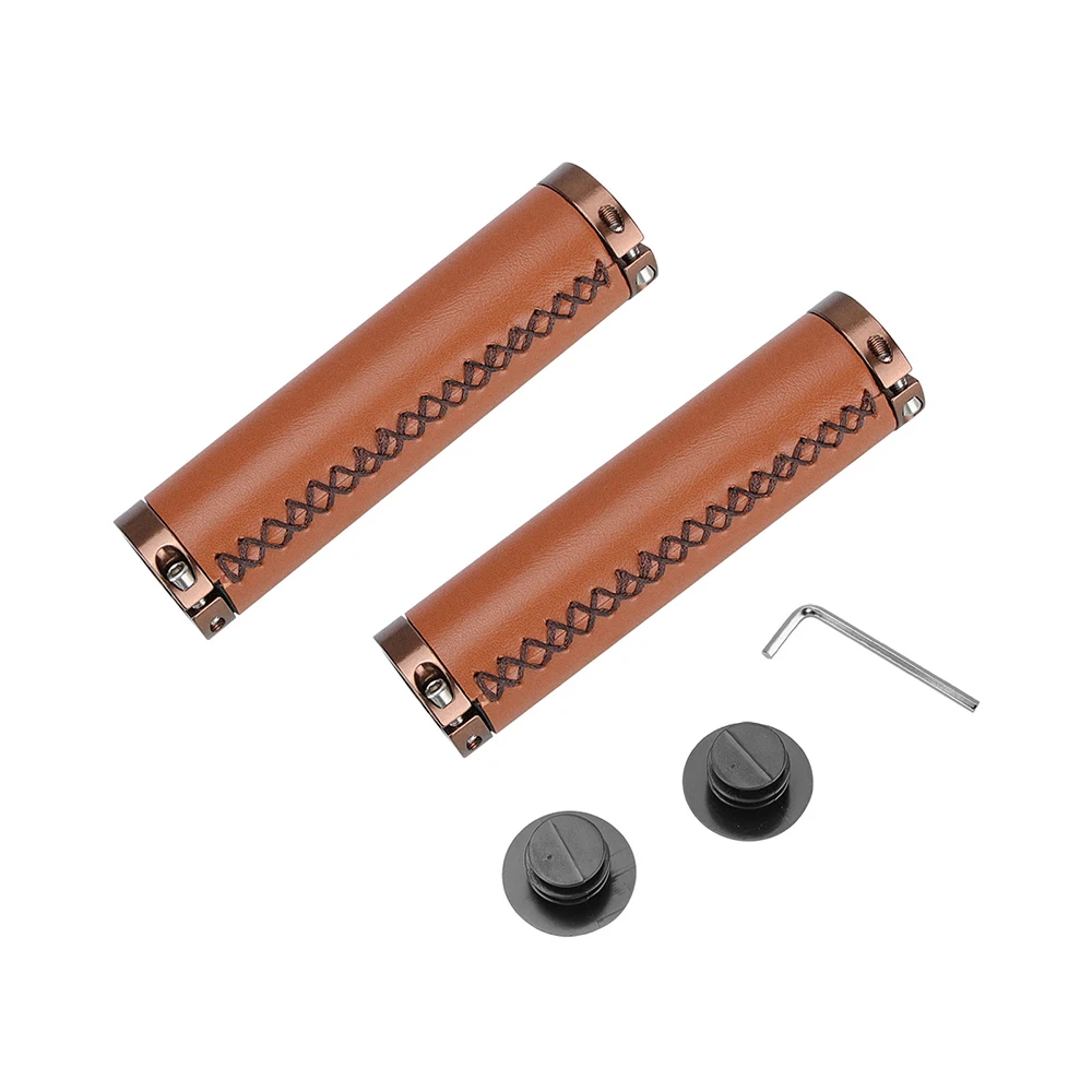 Kimrig Lederen Stuur Handgrepen Handgreep Vervanging Fiets Handgreep Stang Voor Fiets Dslr Kooi Schoudermontage Rig (Een Paar)