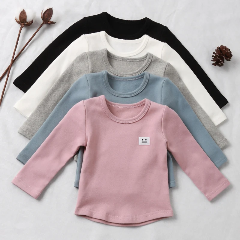 Blusa para niña, camisa de manga larga para niño y niña, blusas para bebé, ropa de algodón, camisa de fondo