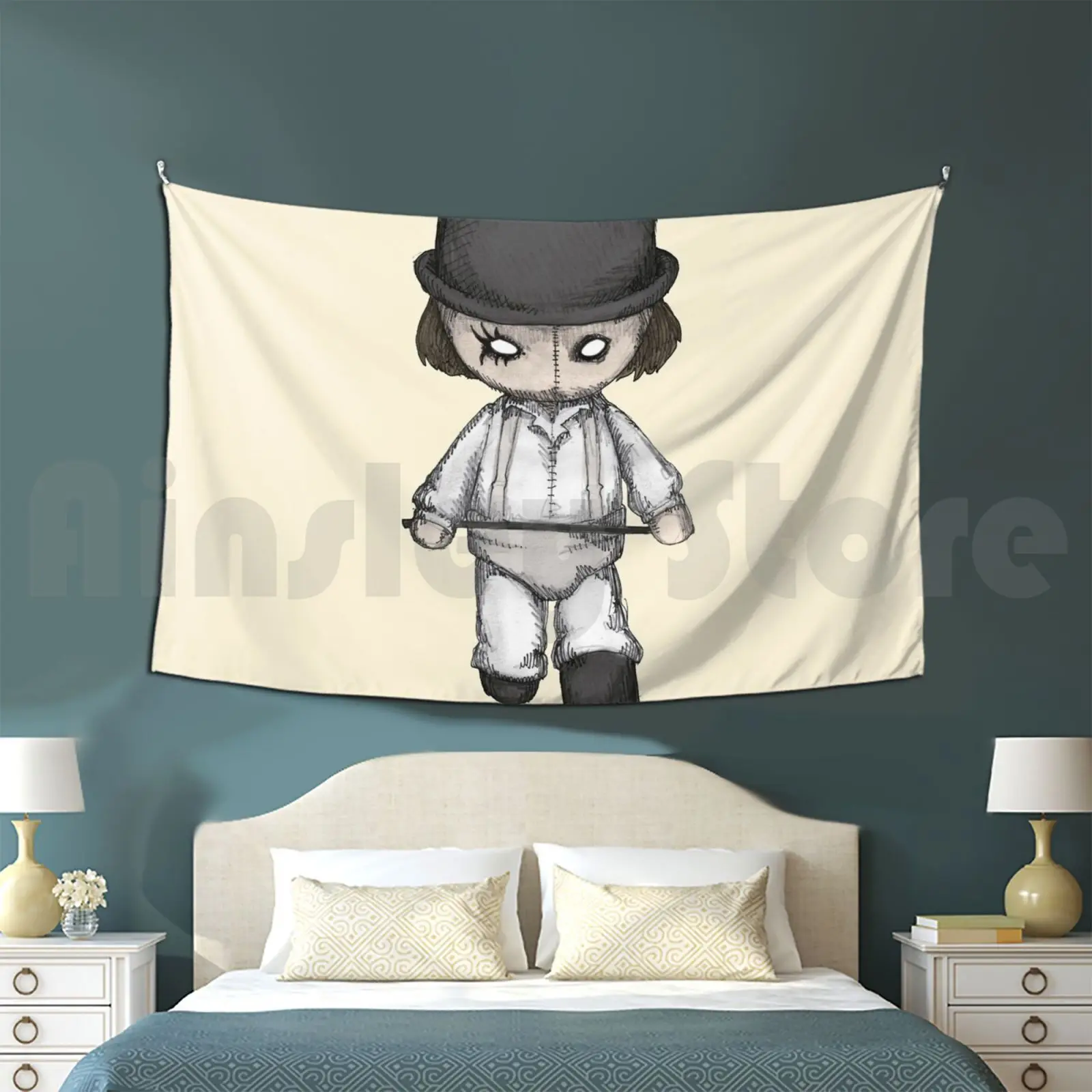 Clockwork Plushie Tapestry Background Wall Hanging Clockwork Alex Orange Stanley Movie Classic