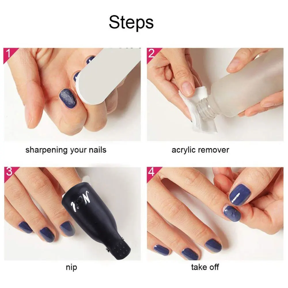 Removedor de esmalte de unha, clipe de plástico para arte de unha, tampa de absorção, esmalte de gel uv, limpador de unhas, pontas para dedos, ferramentas desengordurantes, 10 peças